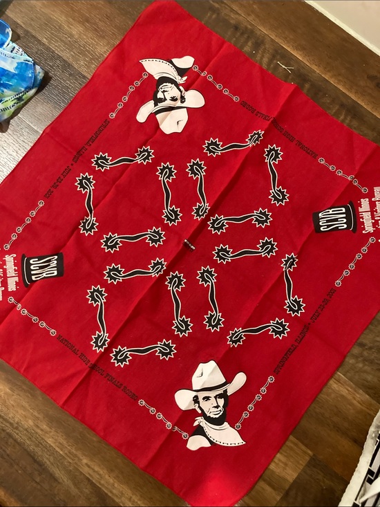 Source Unknown Other - Source Unknown Red Cowboy Bandana with Black and White Print